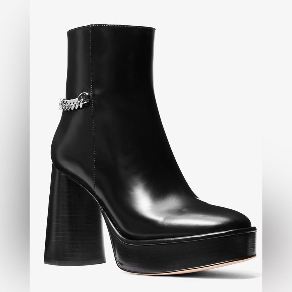 Michael Kors Carlisle Leather Platform Bootie 9 - Picture 2 of 8